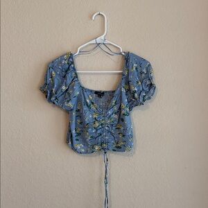 Ambiance Blue Floral Crop Top